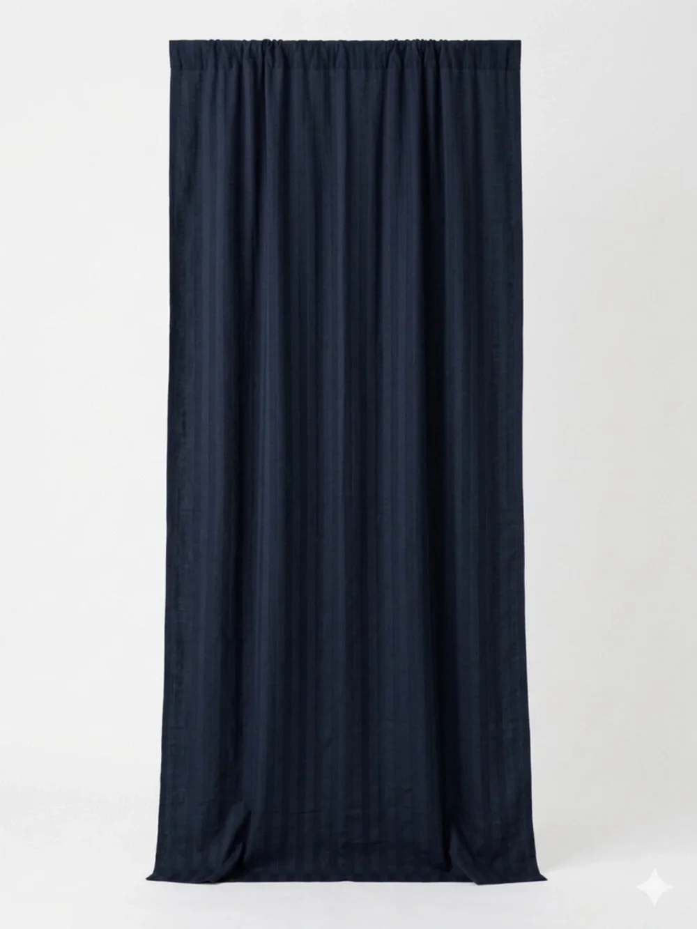 CB2 Track Black Linen Blend Striped Curtain Panel 48x108 Modern